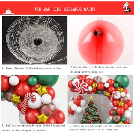 Ilmapallokaari joulu, 81 osaa punavalkoinen jouluilmapallokaarisarja konfetti-ilmapallo kultatähti tikkukaramelli foliopallolla