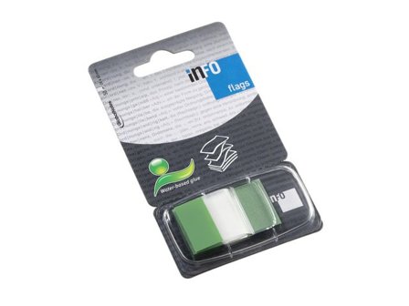 info Index 25x43mm grön - Lyreco - Kontorsmaterial - Indexflikar och märkflikar - Indexflikar i plast