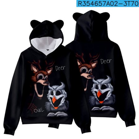 99 Nights in the Forest Katteørehettegenser | Søt trykt genser for barn og voksne | Spilltemaklær *Type B*110 Type B 110