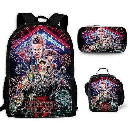 Stranger Things Backpack Stranger Things Backpack Stranger Things School Bag Three-piece Large Capacity School Bag-1