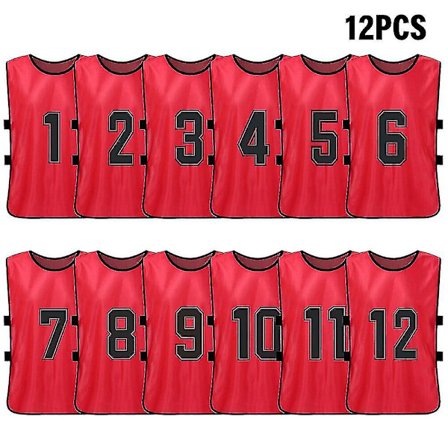 Røde 12 stk. Voksen Fodbold Træningsnummer Vest Udvidelsesaktiviteter Vest B-yuhao