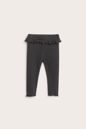 Kappahl | Prążkowane legginsy z falbaną | Czarne