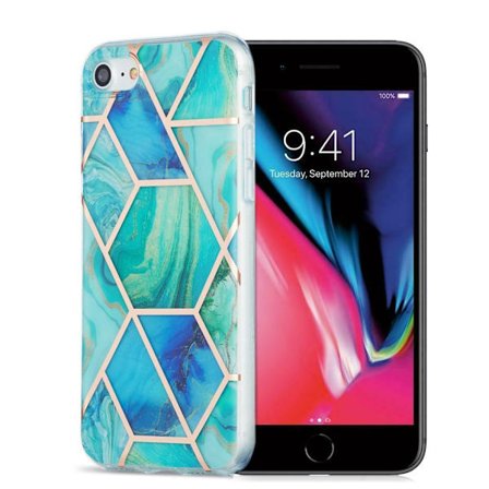 Marble iPhone 7 / 8 Etui - Grønn / Blå