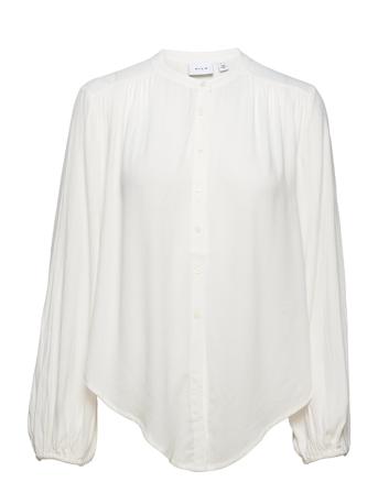 Viwoody L/S Tie Shirt/Su Bluse Langermet Hvit Vila