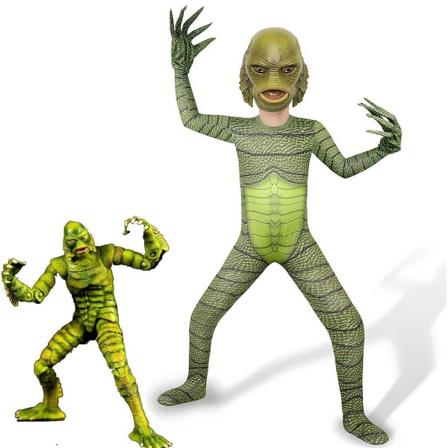 Creature From The Black Lagoon Halloween kostymer Barn Gutter Fish Monster Cosplay Bodysuit Jenter Skrekk Jumpsuits Festklær 140 cm