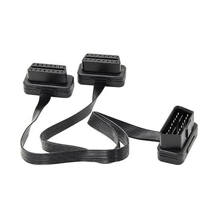 Skjøteledning Dobbel Kontakt Y-gren OBD OBD2 16-Pin Hann til Hunn Kontakt Flat+Tynn For
