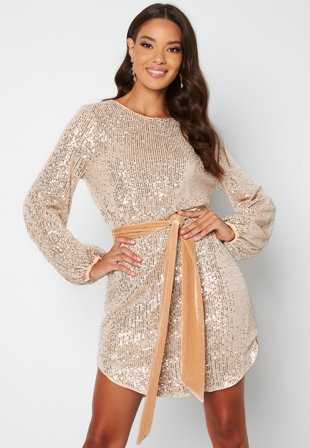 BUBBLEROOM Sanja sparkling dress Champagne / Silver Klær