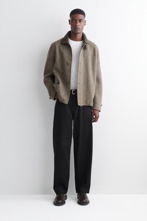 COS Men's T-Shirt Slim In Cotone A Coste in Bianco