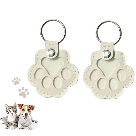 2-pak Sødt Kæledyr Pote Læder Nøglering Duo - Mindehår Opbevaring til Katte og Hunde, Poteaftryk Nøglering Par (Multi-Farve)