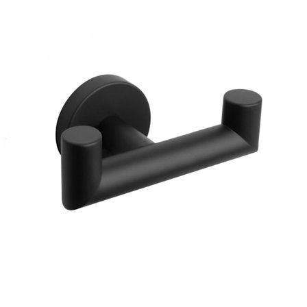 Baderom Dobbel-Lags Håndklekroker - Badekåpe- og Håndklestativ i Rustfritt Stål, Kraftige Dobbel-Lags Kroker (Matt Svart U, 2-Pakning)