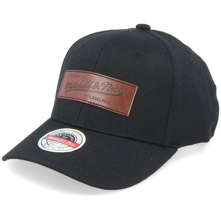 Mitchell & Ness - Zwart adjustable Cap - Hatstore Exclusive x Box Logo Leather Patch Black Adjustable @ Hatstore