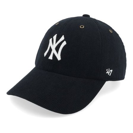 47 Brand - MLB Svart unconstructed Keps - New York Yankees MLB Corduroy 47 Clean Up Cap Black Dad Cap @ Hatstore