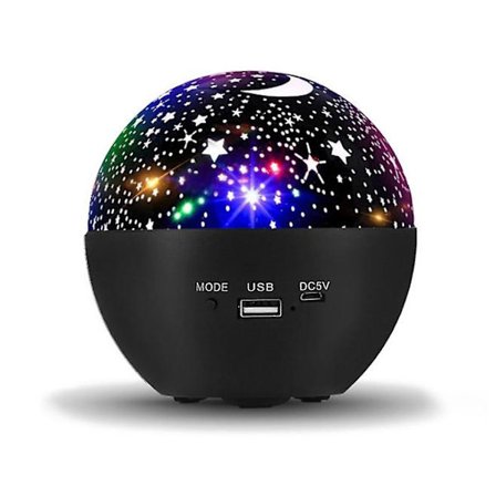Måne Stjerne Projektor Nattelys Stjernehimmel Bordlampe Bluetooth Højttaler Hjemme Dekoration(SORT)
