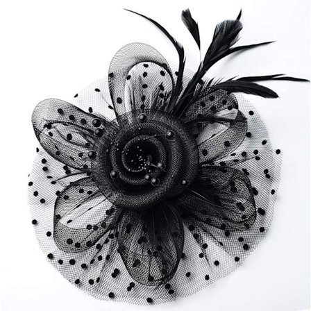 Sort Fascinator Hat Fjer Bryllup Damer Dag Hårbøjle og Klips Cocktail Te Selskab Hat til Piger og Kvinder