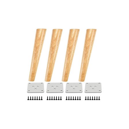 Sæt med 4 Træmøbelben Vinklede Bordben med Monteringsplader og Skruer - 30cm{FY}