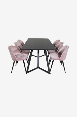 Venture Home - Ruokailuryhmä Maggie ja ruokapöydän tuolit Valleta, 6 kpl - Musta - Ruokailuryhmät - - Homeroom