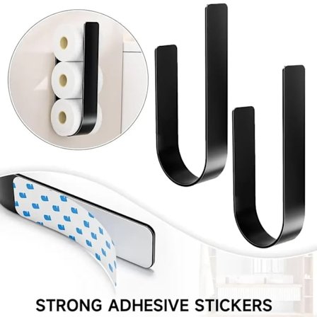 OBOSOE1 / 2-pakning Veggmontert Toalettpapirholder – Svart Metall, Selvklebende & Plassbesparende_OF
