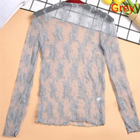 Elegant Transparent T-skjorte Sexy Lang Erme Mesh Tulles Se Th