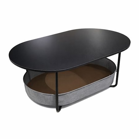Ovalt sofabord med opbevaringskurv