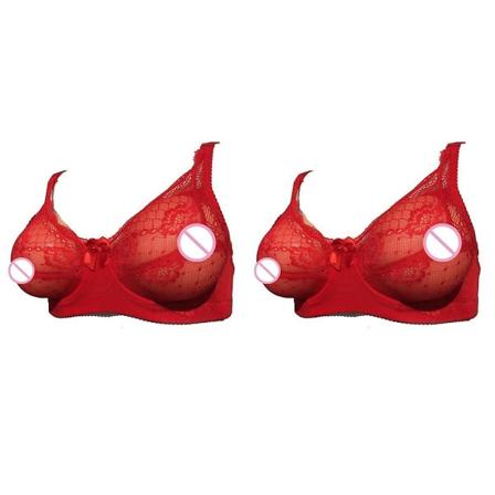 3 kpl Teko-rinta-liivit Taskuliivit Silikonirintamuodot Crossdressers Cosplay Rekvisiitta 75c(punainen)2kpl 2pcs