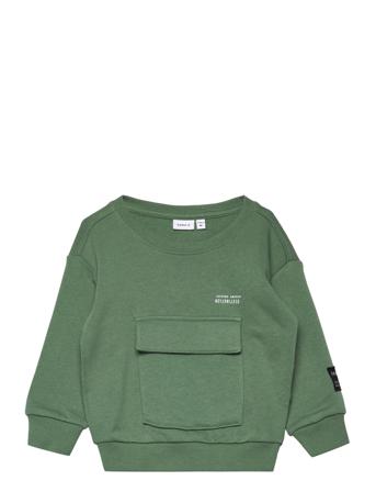 Nmmnanan Ls Boxy Sweat Bru Camp Sweat-shirt Tröja Grön Name It