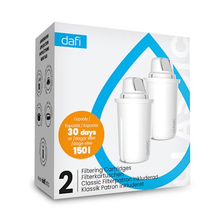 Dafi vedensuodatinpatruunat, joissa on aktiivihiili ja ioninvai