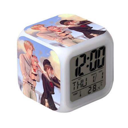 Wekity Anime Alarmklokke One Piece LED firkantet klokke Digital alarmklokke med tid, temperatur, alarm, dato