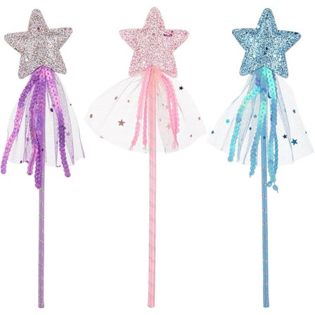 3 Pak Glitterende Stjernetryllestav Prinsesse Engel Fe Stjernetryllestav Pige