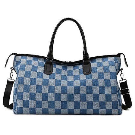 Kabinväska, Övernattningsväska med Trolley-fäste, Sportväska Gymväska, Resväska för Kvinnor - Ljusblå