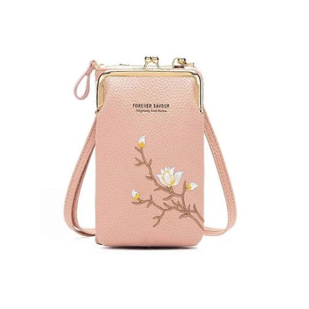 Indefinitet Dame Sling Cross-Body Lommebok, Declrationun Brodert PU-Lær