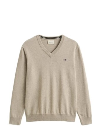 GANT Classic Cotton V-Neck - Beige - S
