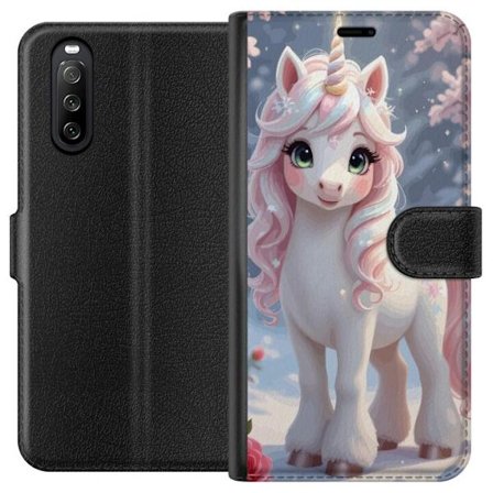 Yhteensopiva Lompakkokotelo Sony Xperia 10 III Minimalistinen glitch-typografia tekstillä cute but psycho neon-maisessa väriefektissä