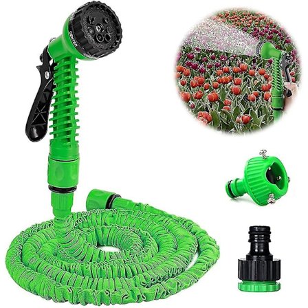Trädgårdsslang, 7,5 m / 25 fot trädgårdsslang med spraymunstycke, trädgårdsslang
