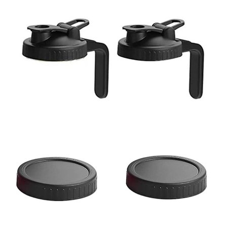 Vidmunnet Mason-glass med opp-ned lokk, 2 lokk med håndtak og 2 lufttette lokk for mat