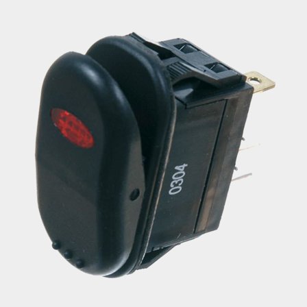 Vippströmbrytare, med belysning, vattentät, svart