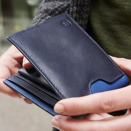 Portefeuille en cuir bleu marine anti-RFID Lukas pour hommes - Portefeuilles
