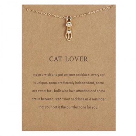 Cat Lover - Halsband 18k Guldpläterat Gåva Kattälskare Julklapp Guld One Size