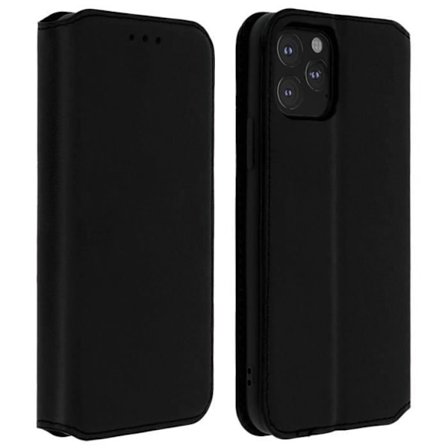 iPhone 11 Pro Max-fodral - AVIZAR - Folio Plånboksfodral - Ekologiskt Läder Svart - Stöd Funktion