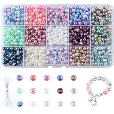 1200 Helmeä Korujen Valmistukseen, Pyöreät Muovihelmet 6mm, Värilliset Keinotekoiset Helmet, Helmien Välihelmet Askarteluun, Jäljitelmä