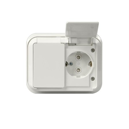 ABB Jussi 302EUG Stikkontakt 2-veis, innfelt, IP44, Strømbrytere & vegguttak