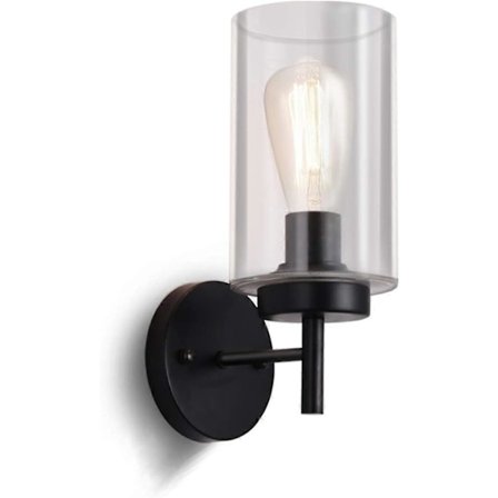 Modern industriell vägglampa i sandfärgat järn med nickelfinish och E27 glasskärm för sovrum, kök, hotell, loft, vardagsrum, Re