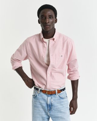 GANT - Oxfordskjorte med bankerstriper i regular fit til herre ruby red