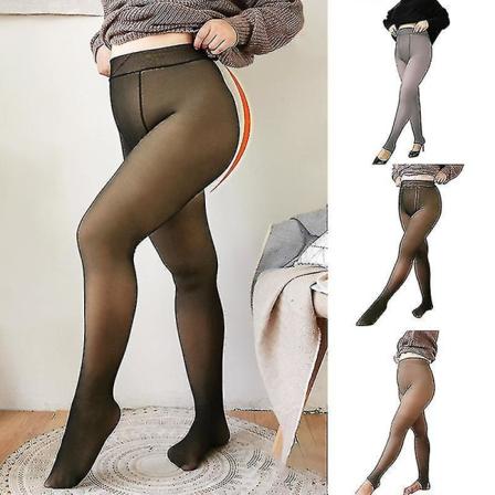 Ben Fake Genomskinlig Varm Fleece Strumpbyxor Mjuka Leggings Tjock Stretchig För Kvinnor