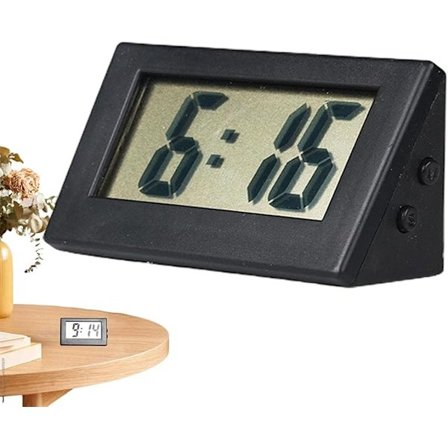 Lille digitalt ur uden tikken, elektrisk vækkeur, LCD lille batteridrevet digitalt ur til skrivebordet