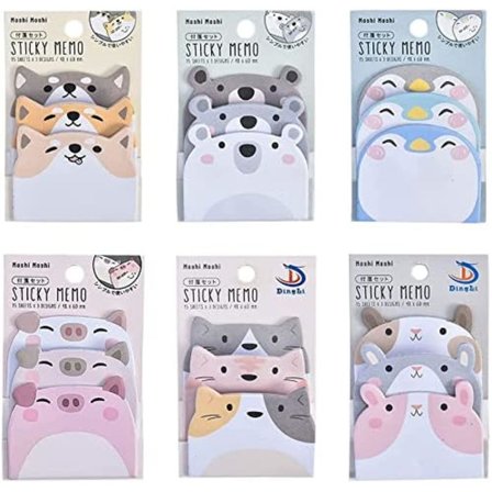 6 blokker 270 ark tegneserie dyre klistrelapper, klistrelapper for festposer, festposefyll for barn, for studenter barnegaver