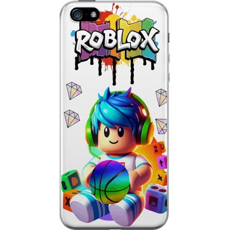 Yhteensopiva Puhelinkuori Apple Apple iPhone 5 Värikäs Roblox-kuvitus pelihahmolla, leluilla ja energialla, täydellinen pelifaneille ja moderniin t