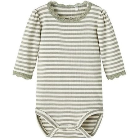 Name it Baby Girl Randig Body Grön, Storlek 80