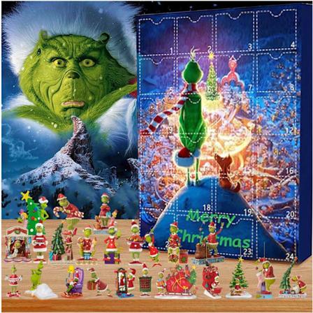 Xbi - 2024 uusi vihreäkarvainen kirkas joulukalenteri sokea laatikko koriste lelu lahjaideoita 1