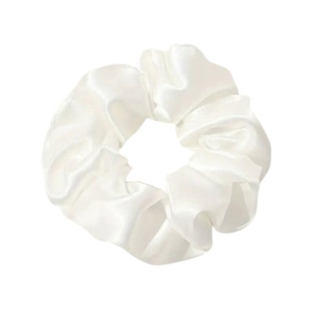 Hårelastik - Scrunchie - Satin - 9cm - Hvid[GKS]
