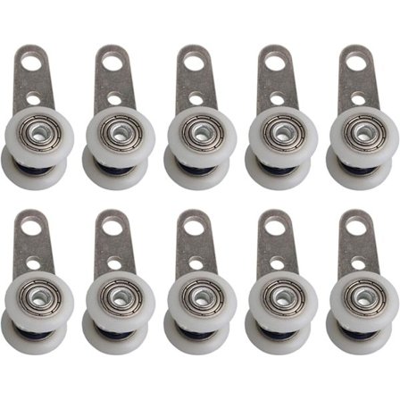 Sæt med 10 ruller til karnapvinduer eller skydedøre - metal og plast - 4,5 x 1,9 cm